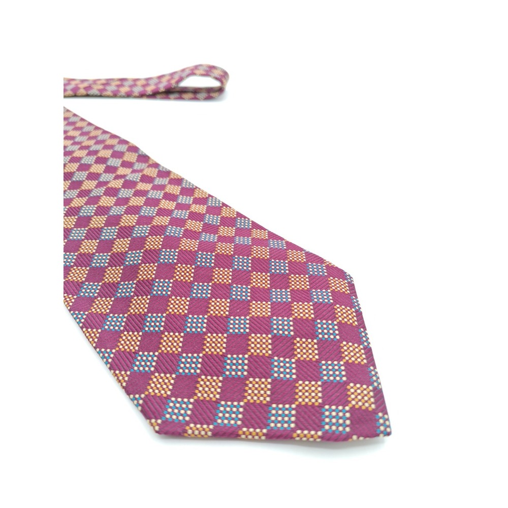 Lord & Taylor Silk Tie Mens Multicolor Check Plaid Abstract USA Handcrafted